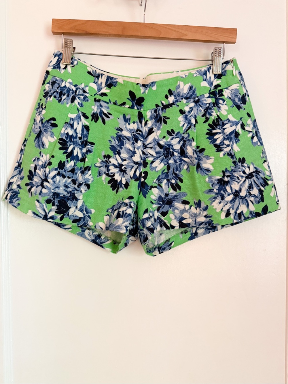 J Crew Floral Green Blue Women's Shorts Size 4